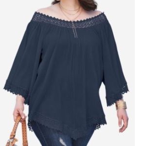 NWT Cotton crinkle off shoulder blouse 3/4 sleeve